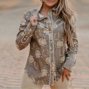 Elegant Floral and Horseshoe Blouse